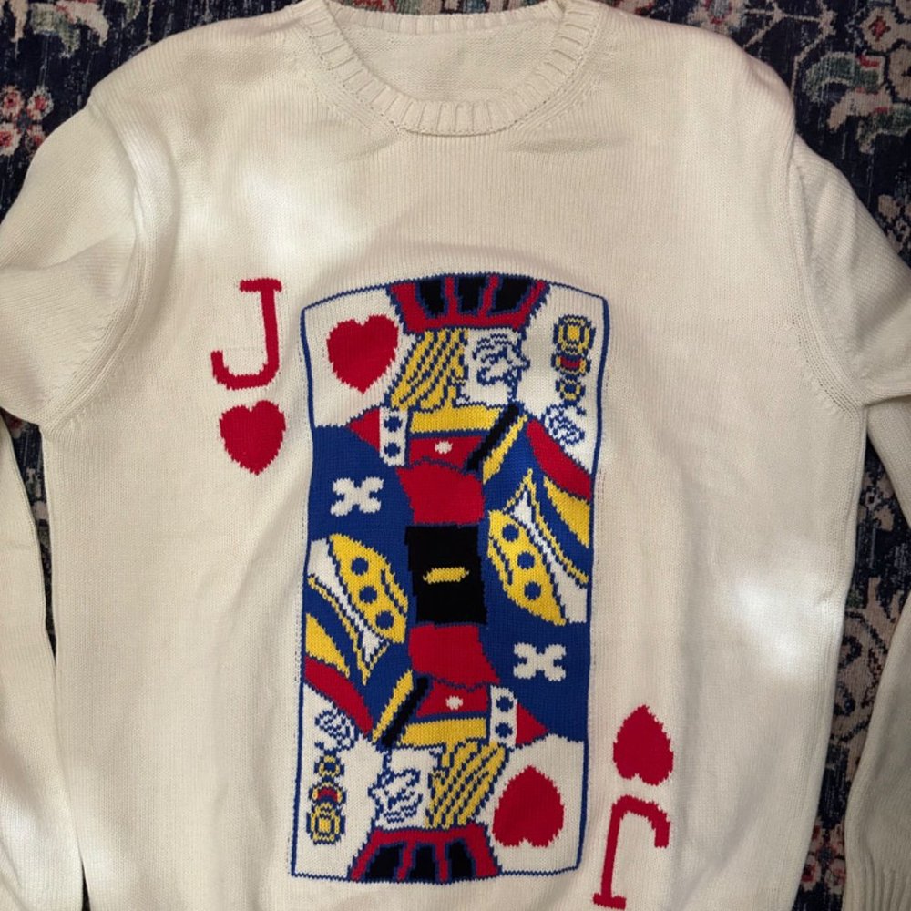JACK OF HEARTS PLAYING CARD KNITTED SWEATER